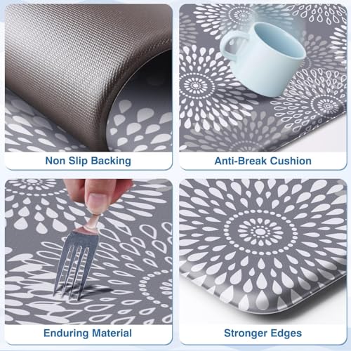 Alfombra de cocina para oficina y lavandería LuxStep, juego de tapetes acolchados color gris 6