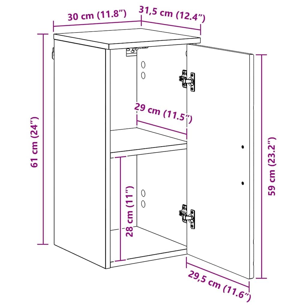 vidaXL Badezimmerschrank Altholz 30 x 31,5 x 61 cm