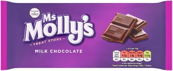 Milk Chocolate Bundle with Ms Molly's Milk Chocolate Bar 100g - 10 Pack | Milk Chocolate Contains Cocoa Solids 28% Minimum.