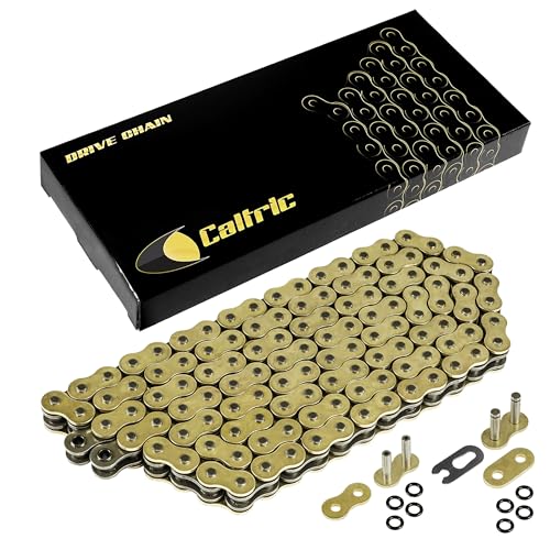 Caltric Golden 530-Pitch 120-Links O-Ring Drive Chain Compatible with ATV/UTV/Quad/Side X Side/Motorcycle/Dirtbike/with Rivet and Clip on Master Links