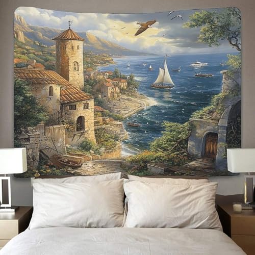 Tapisserie murale plage 3D en polyester doux grand format poster