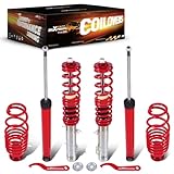 maXpeedingrods Coilovers for VW Golf MK4 FWD 1997-2007, for VW Beetle FWD 1998-2010, for VW Jetta MK4 1999-2005, Height Adjustable Coilovers Suspension Kit Struts, Preset Damping Lowering Kit, Red