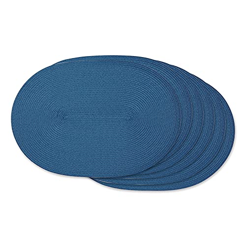 Dii Classic Woven Tabletop Collection, Indoor/Outdoor Placemat Set, Oval, 12X18, Nautical Blue, 6 Piece #TOP2