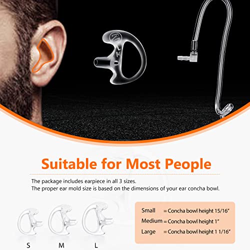 zeadio 3.5mm RECEIVER/LISTEN ONLY Surveillance Headset Earpiece with Acoustic Tube and Earmold Earpiece for Smartphone Two-Way Radios - Image 4