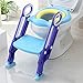 Toilettensitz Kinder mit Treppe, Aufun Toilettentrainer Faltbar Leiter Lerntöpfchen mit Treppe Baby Wc-Sitz mit PU Gepolstert Kissen und Griffen Töpfchen (Blau und Lila)