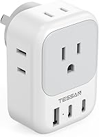 Vista 12 de TESSAN Adaptador de enchufe de viaje para Italia, adaptador tipo L para viaje con 4 tomacorrientes, 3 USB (2 USB-C), adaptador de corriente para EE.