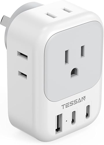 Miniatura 14 de TESSAN Adaptador de enchufe de EE. UU. a Japón Adaptador de enchufe de 2 clavijas a 3 clavijas con 4 tomas de corriente 3 USB (2 USB-C), convertidor
