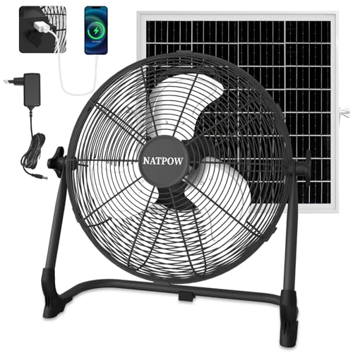 NATPOW Ventilador de Suelo Solar 30cm Ventilador
