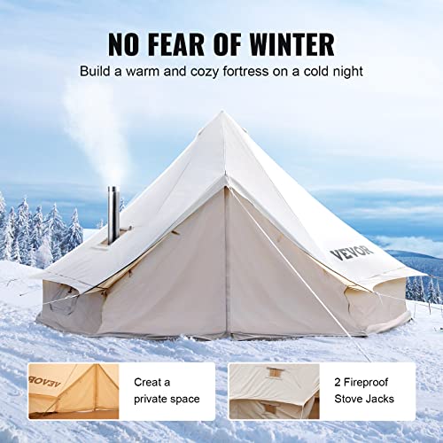 Happybuy Canvas Bell Tent, 4 Seasons Breathable 100% Cotton Canvas Yurt Tent - W/Stove Jack, Luxury Glamping Tent Waterproof Canvas Tents For Family Camping Outdoor Hunting Party #TOP5