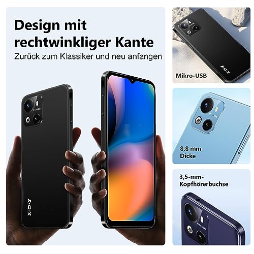 XGODY X18 Handy Ohne Vertrag, Smartphone Günstig 4G Android 10 Neu Handy mit 4000mAh und 6.3'' Display,2GB+16GB 256GB Erweiterbar, Dual SIM Quad Core, 8MP+5MP, Face ID GPS Handy(Schwarz) – Bild 6
