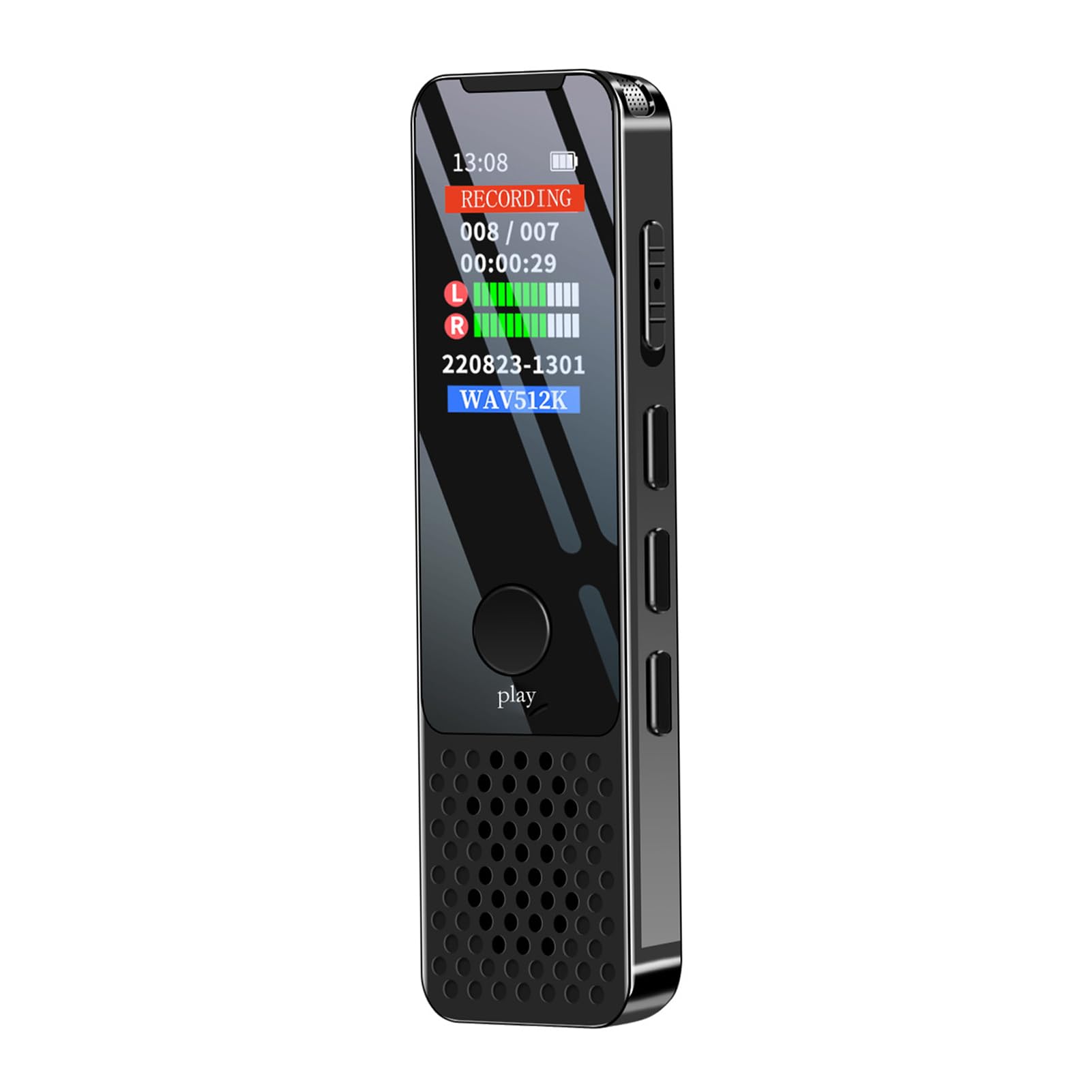 Registratore vocale digitale modello 914 con memoria interna da 64 GB - Acquisizione audio da 1536 kbps e schermo TFT - Registrazione ad attivazione vocale e riproduzione MP3 -