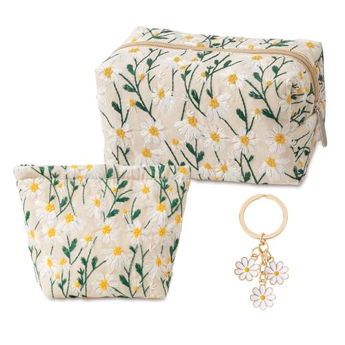 pclapora 2 Piezas Neceser de Maquillaje Mujer, Bolsa de Cosméticos de Viaje con Llavero, Neceser Viaje con Cremallera, Estuche Portátil para Mujer y Niña, Ideal para Viajes y Diarios