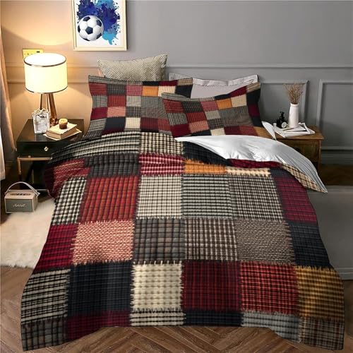 Housse de Couette 3D 135x200cm Microfibre avec Motif Textile Moderne