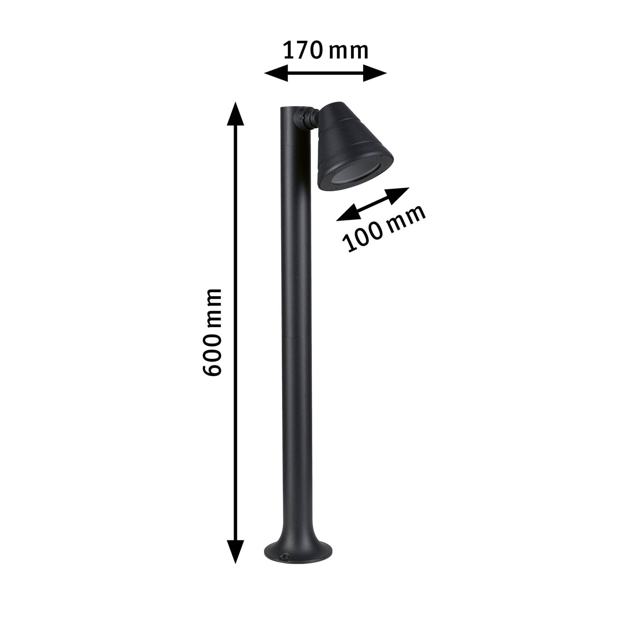 Paulmann 94735 luminaire d'extérieur borne lumineuse Trian Résistant à l'eau de mer IP44 rond 600 mm max. 35V 230V Anthracite alu sans ampoule GU10