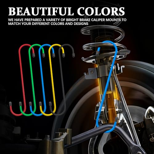 YUPIKJI 4PCS Brake Caliper Hangers, Brake Caliper Hooks, Vehicle Caliper Hangers with Rubber Caps, Durable Steel Rust-Proof Automotive Tools for Braking, Axle, Bearing, Suspension Work (Blue, 4PCS)