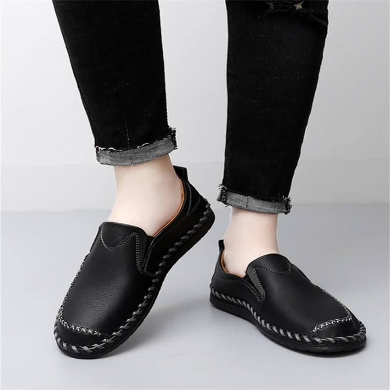 HBJWOV Men's Slip-on Loafers Shoes British Oxford Shoes Round Toe flat Bottom Non-slip wear-resistant Comfortable Breathable All-match Casual Shoes for Men