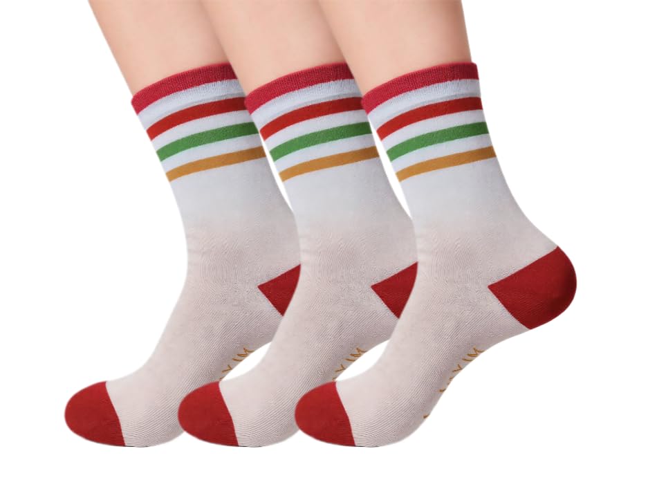 Womens Socks 80% Cotton Mid Calf Socks for Women-3 Pairs Pack