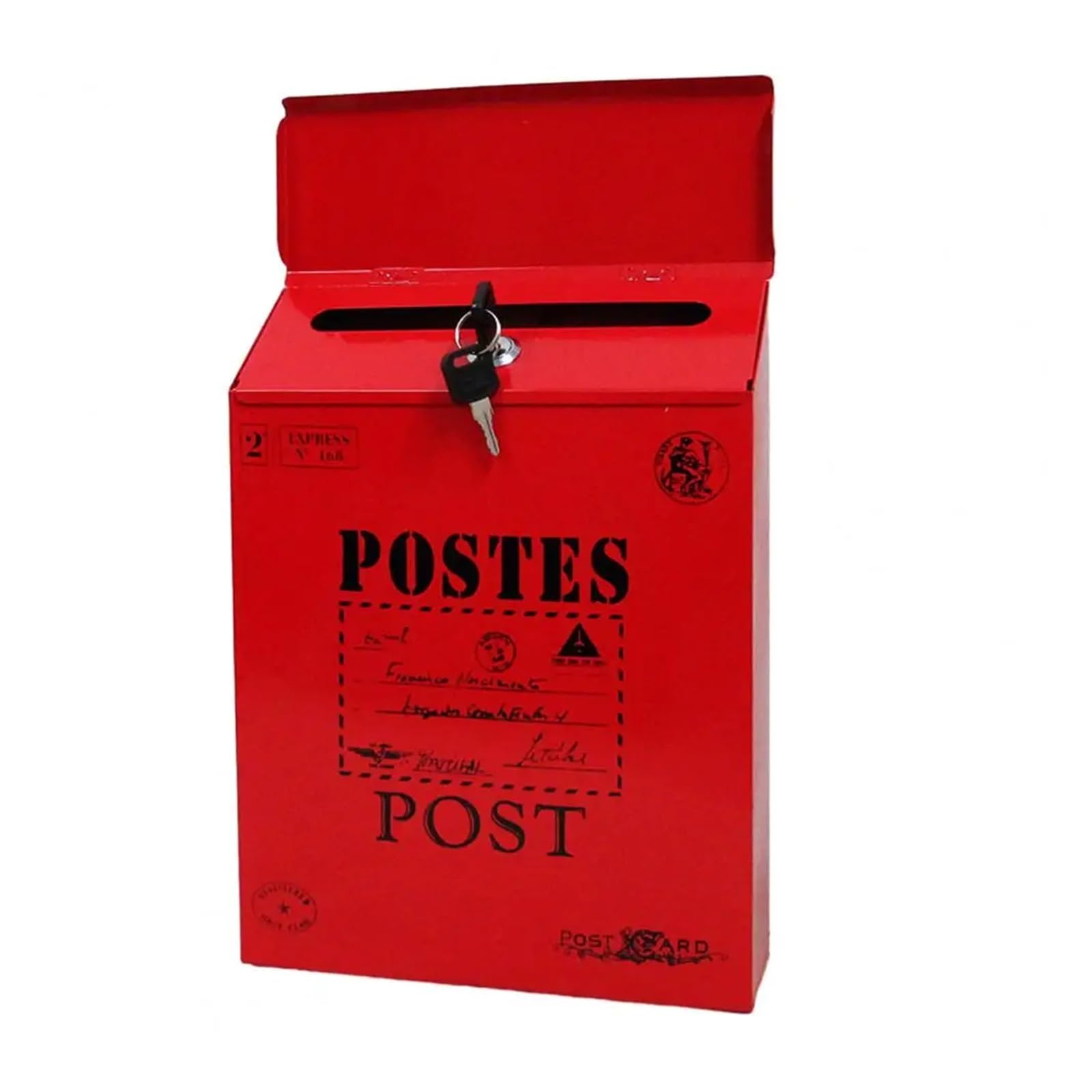 Boîte aux lettres murale en fer rouge avec verrouillage sécurisé pour entreprise