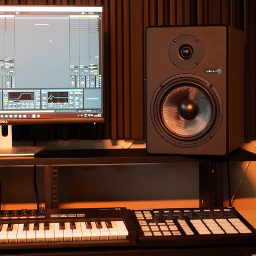 Image of VAULT C8 8-Inch Powered Studio Reference Monitors Pair with Acoustic Foam Pads Wired Subwoofer (Black)