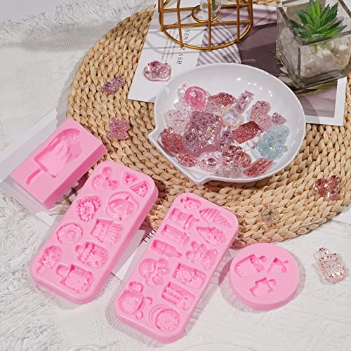 4 Pcs Ice Cream Fondant Molds, Mini Popsicle Cake Decorating Silicone Molds For Cupcake Toppings, Candy, Chocolate, Mousse, Soap, Candles, Polymer Clay Resin Crafts, Baby Showers, Birthday Party #TOP1