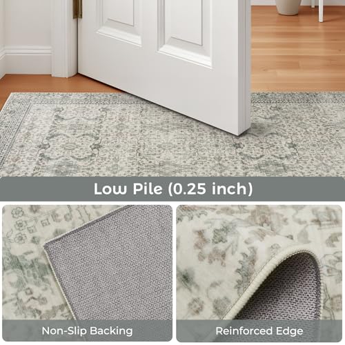 Carpelux Washable Area Rugs 8x10 Floral Beige, Large Indoor Rug for Living Room Bedroom, Vintage Farmhouse Carpet for Dining Room, Cream White - Image 6
