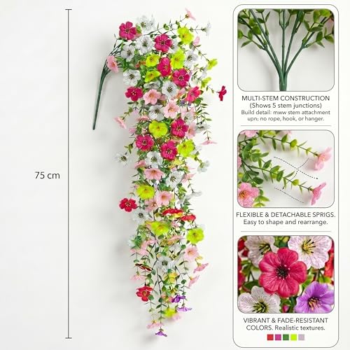 Image of Dekorly 75CM Lifelike Artificial Eucalyptus Vine with Daisy Flowers (Pack of 2) | Premium Hanging Floral Creeper for Home & Balcony Decor (Daisy Flower Vines, 75CM)