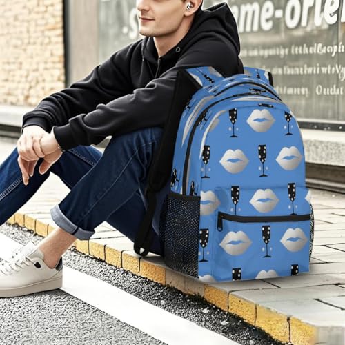 Mochila de viaje juvenil azul champán para campus y escapadas 7