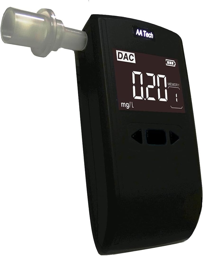 Portable Breathalyzer with High Accuracy Semiconductor Sensor, 4 Default Units can be Set, Alcohol Detector with fit 2 Different Mouthpieces (Black 1682)