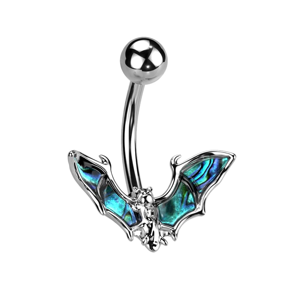 Treuheld Piercing Banane mit Fledermaus und Perlmutt - Edelstahl, 2 Farben, Trendiges Accessoire für Piercings