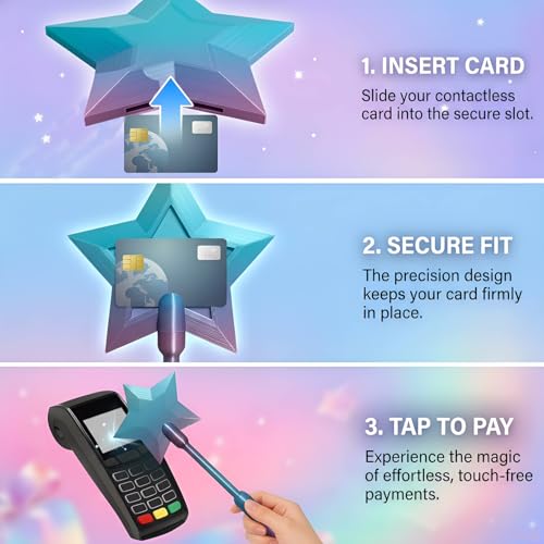 Zauberstab Kreditkarte Zauberstab Bezahlen, Zauberstab Halter für Kreditkarte, Kreditkarteninhaber mit Stäben, 3D Gedruckter Stern Zauberstab Kreditkartenhalter für Raves und kontaktlose Zahlungen