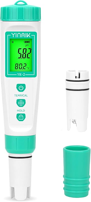 YINMIK Digital pH Meter with Extra Replaceable Probe, Pocket pH Tester for Hydroponics, Accurate Water Tester for Swimming Pool Hot Tub Aquariums Home Wine Brewing