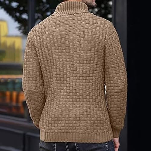 Pull châle chaud homme col montant en maille premium d'hiver
