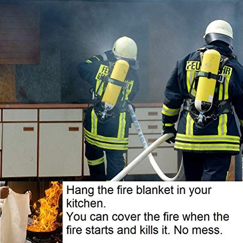 Fire Blanket Fire Suppression Blanket | Fiberglass Fire Blankets Emergency for People Flame Retardant Fireproof Survival Safety Kitchen, Fireplace, Car, Office, Warehouse, 5 Pack (39.3 X 39.3 inch)