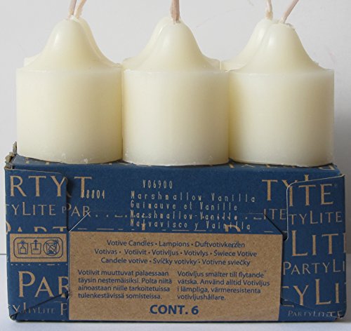 PartyLite 6 Votivkerzen 'Marshmallow-Vanille' aus der Reihe 'k&ouml;stlich' / Signaturduft