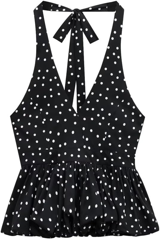 Women's Polka Dot Backless V-Neck Vest