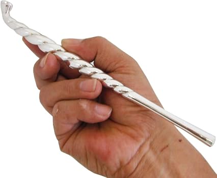 飯塚昇　純銀手綱延煙管　共箱60.5g/約21㎝　東Y7-0911⭐︎2Fトヒチル 飯塚昇 純銀手綱延煙管 共箱60.5g/約21㎝ 東Y7-0911