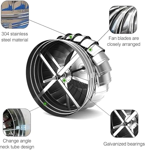 Ventilación de turbina eólica giratoria de 200 mm para techos y salidas de aire 8