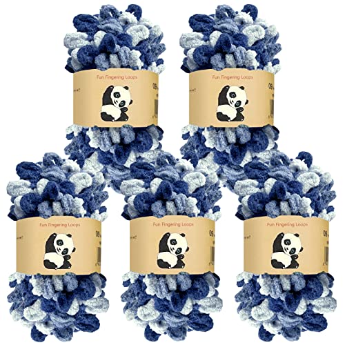 Image of Loop Yarn 5Packs,Shenlin Chunky Chenille Yarn for Hand Knitting Baby Blanket,Machine Washable Polyester Fluffy Thick Bulky Yarn for Scarfs,Craft Projects