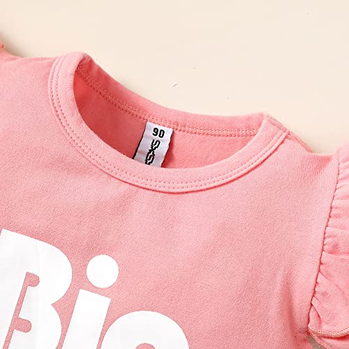 Image of Big Sister Shirt Big Sister Announcement Toddler T Shirts Promoted to Girls Outfit Ruffle Sleeve Shirt Sleeveless Top Blouse