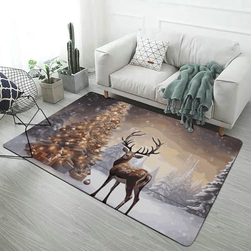 Tapis de sol velours corail de Noël lavable et antidérapant unique - 3