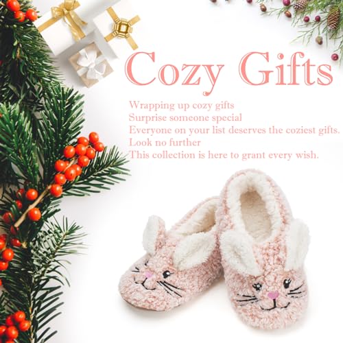 Image of The Metluks Cute Animal House Slippers, Warm Fuzzy Slipper Socks with Grippers Non Slip, Cozy Funny Gifts