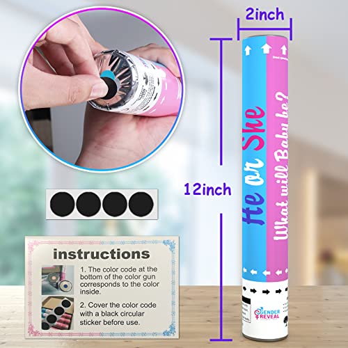 Tamodan Gender Reveal Confetti Powder Cannon,Set of 4 Gender Reveal Powder Cannon (2 Blue +2 Pink) – Gender Reveal Confetti Powder Cannon Ideal for Pregnancy Announcement