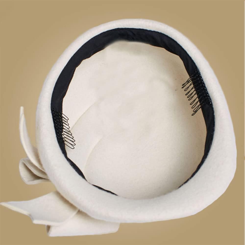 Vintage Bowknot Wool Felt French Beret with Veil Fascinator Pillbox Hats Cocktail Party Wedding Church Fedora - Image 5