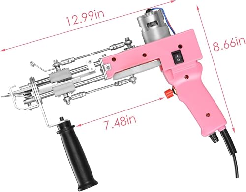 Miniatura 4 de H HUKOER Pistola 2 en 1 (pelo cortado y pelo de bucle) Pistolas de alfombra eléctricas, máquina de tejer de alfombras con 5-40 puntadas por segundo