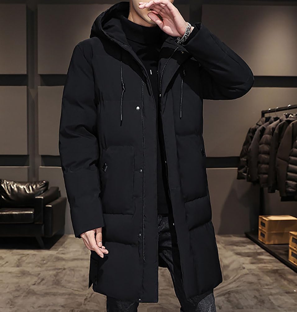 Parka Homme Doudoune Longue Chaude Polaire Manteaux Manches Longues Veste à Capuche Épais Automne Hiver