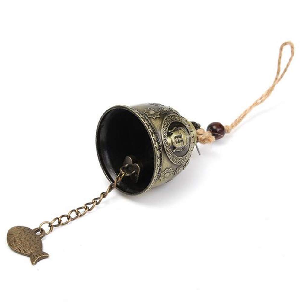 Feng Shui Retro Buddha Statue Pattern Bell Chime for Good Luck Fortune Home and Car Crafts Hanging Decoration W3803