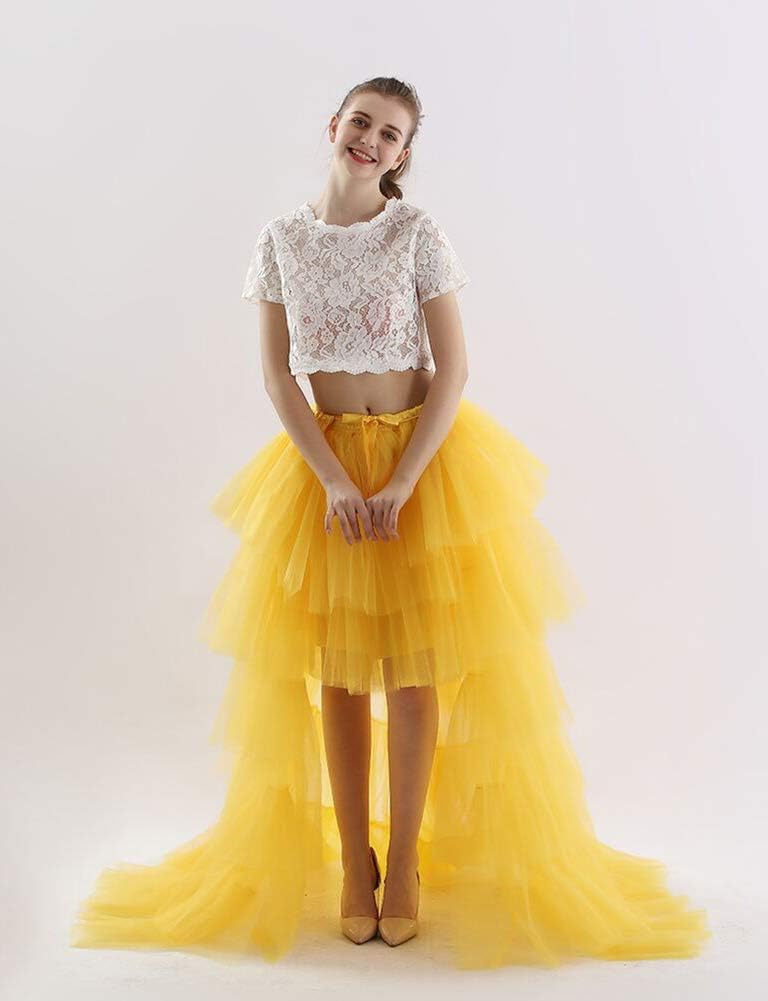 Womens High Low Prom Party Tutu Skirt Detachable Train Skirt