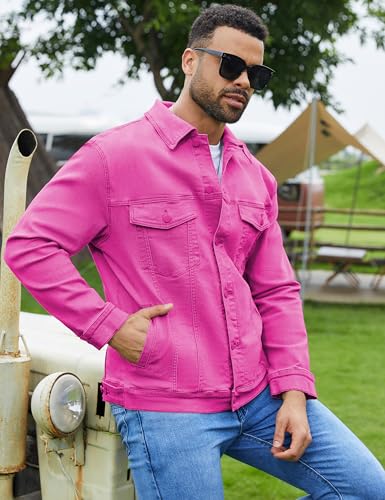 Image of Bindefon Denim Jackets for Men Trucker Jean Jacket Unlined Coats Spring Fall Outfits