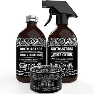 Dirtbusters Leather Cleaner And Conditioner With Protective Balm Cleaning Care Kit, Clean, Condition, Protect & Restore, Use On Sofas, Furniture, Shoes, Bags, Car Seats & Tack (2x500ml & 175g)