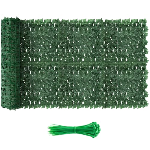 Artificial Ivy Privacy Fence Screen, 240x40 inch Dense Leaf Green Ivy Wall Panel, Super Privacy Greenery Backdrop Faux Ivy Greenery for Patio, Balcony, Garden, Backyard Indoor Outdoor Decor